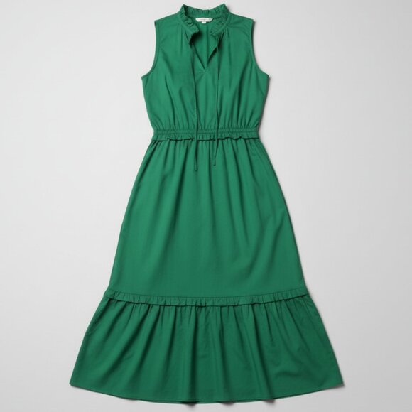 NWT J.Crew Women's Tie-Front Midi Dress Kelly Green Cotton Size 2 Style BY542 - Picture 11 of 15